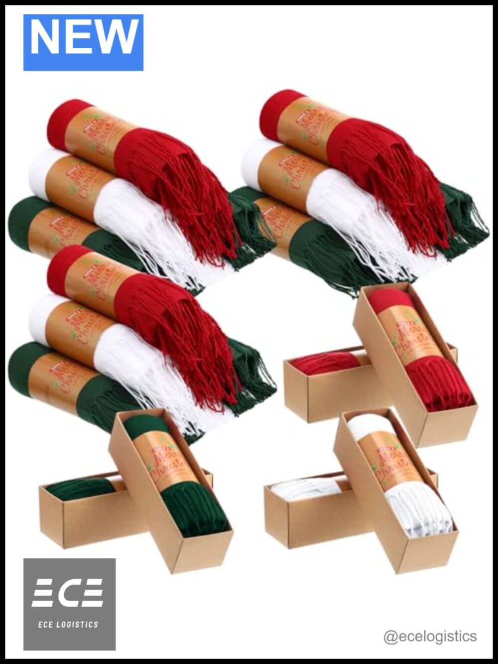 6 Pack Christmas Shawls Wraps Gift Box Set Lightweight Solid